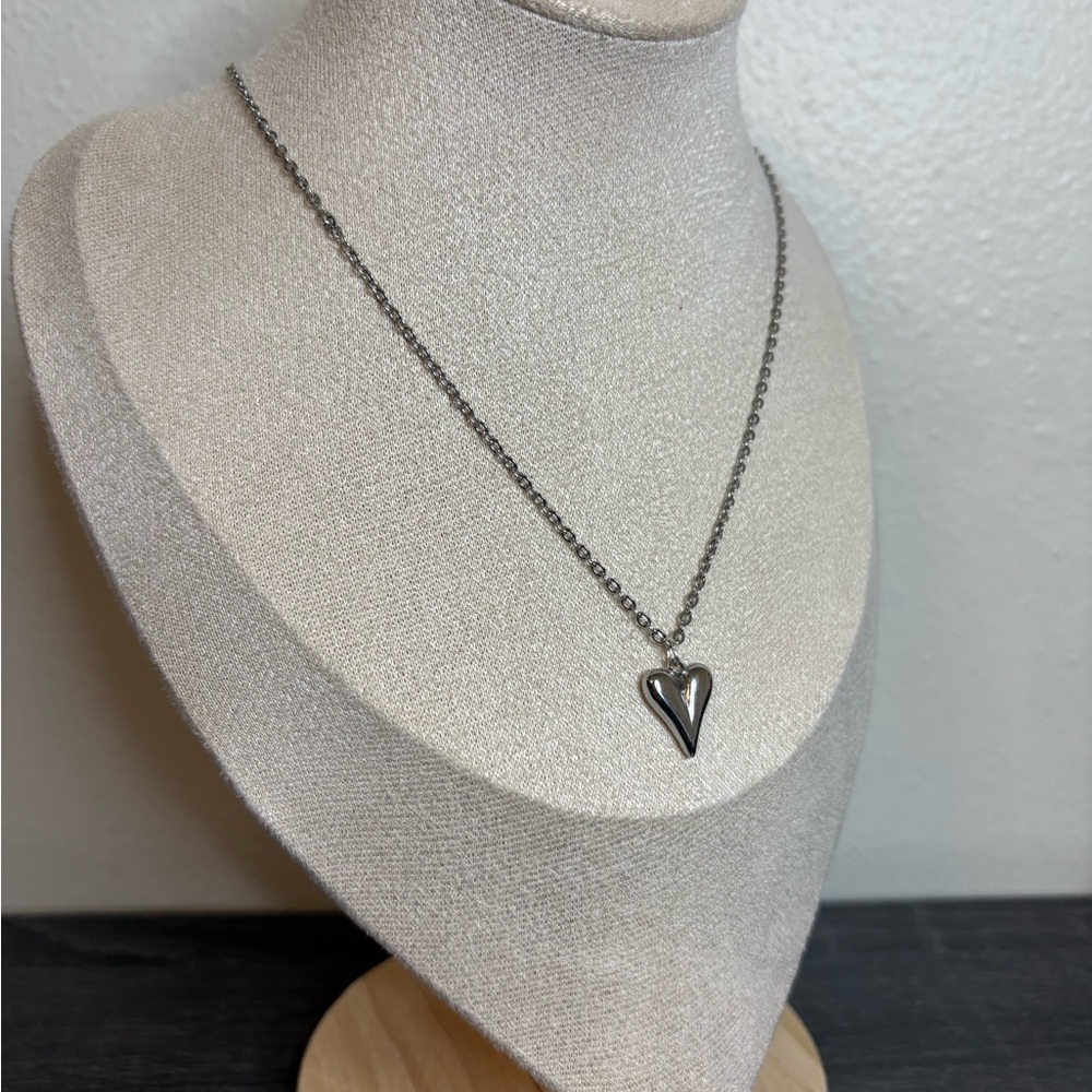 Handmade Silver Heart Necklace | 18 Inches | Waterproof & Tarnish Resistant - Picture 3 of 5